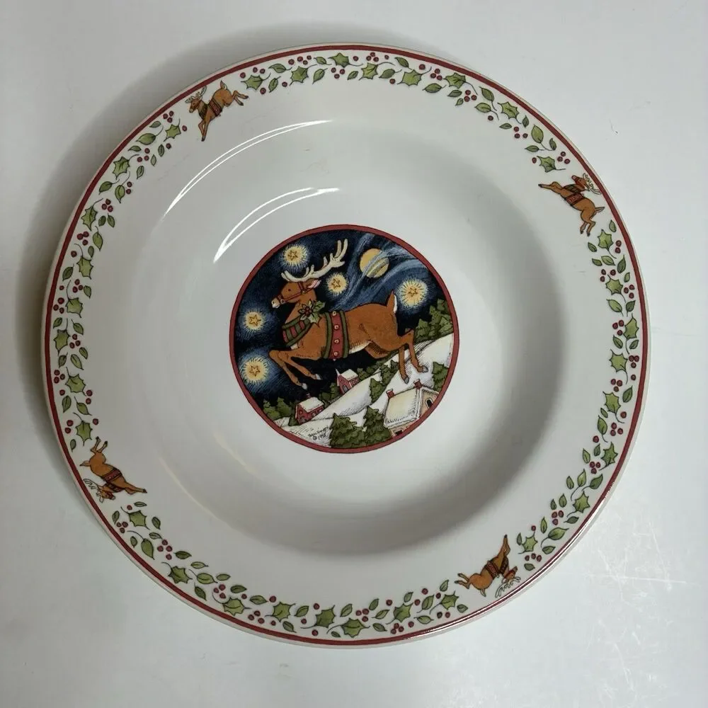 International China Susan Winget Over the Housetops Soup Bowls 9.25” Set Of 4